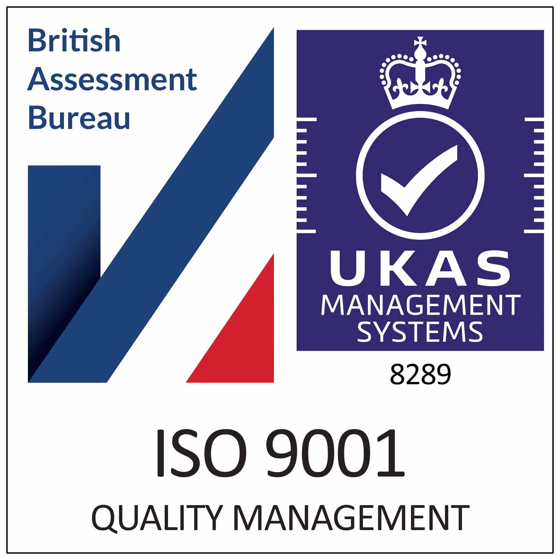 British Assessment Bureau, UKAS and ISO 9001 Certification Badges