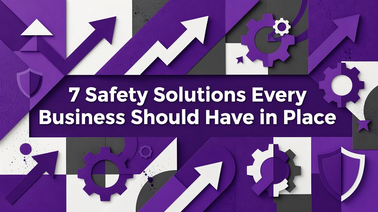 Professional header image for list-based article: 7 Safety Solutions Every Business Should Have in Place
