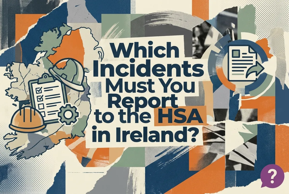 Professional header image for educational tutorial: Which Incidents Must You Report to the HSA in Ireland?